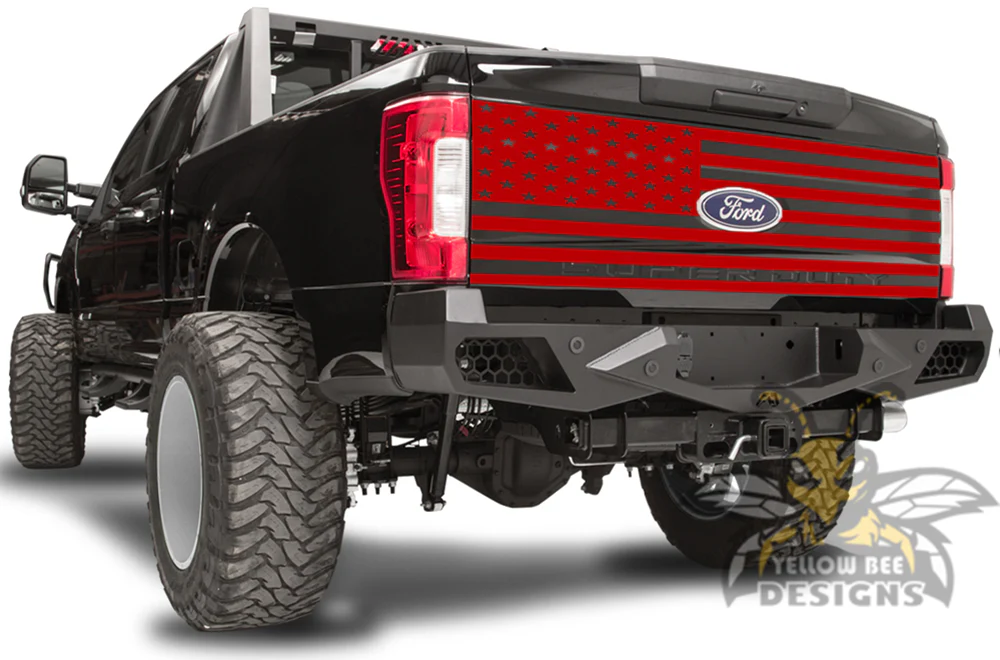 Tailgate Usa Flag Graphics Vinyl Decals Compatible with Ford F450 Crew Cab - Image 3