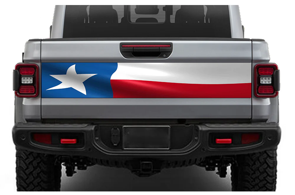 Texas Flag Tailgate Door Decals Vinyl Compatible with Jeep JT Gladiator 4 Door (8x53 inches)