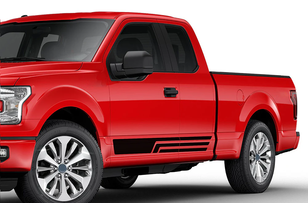 Three Line Side Stripes Graphics Vinyl Decals Compatible with Ford F150 Super Cab 6.5''