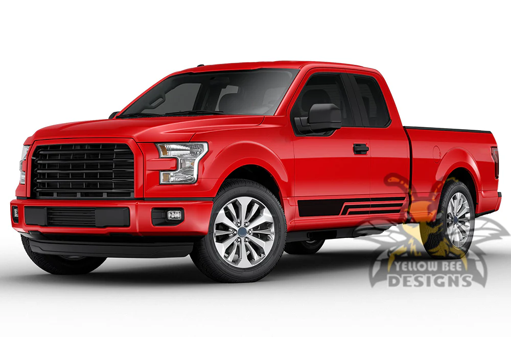 Three Line Side Stripes Graphics Vinyl Decals Compatible with Ford F150 Super Cab 6.5'' - Image 2