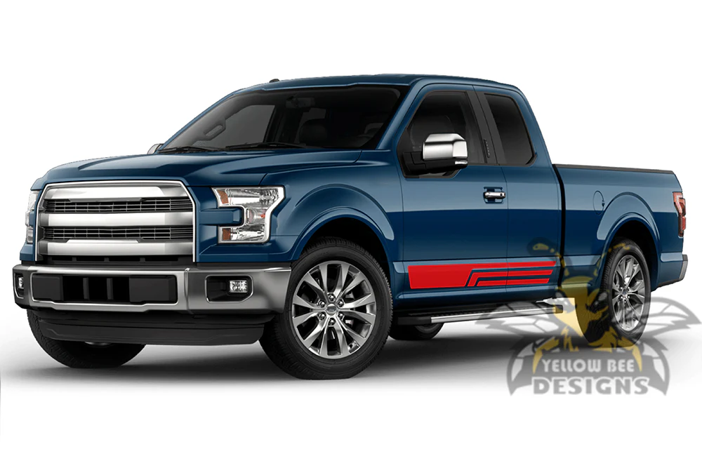 Three Line Side Stripes Graphics Vinyl Decals Compatible with Ford F150 Super Cab 6.5'' - Image 3