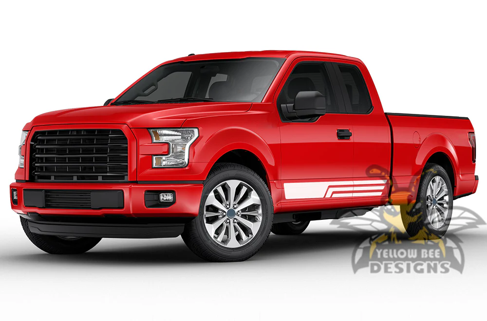 Three Line Side Stripes Graphics Vinyl Decals Compatible with Ford F150 Super Cab 6.5'' - Image 4