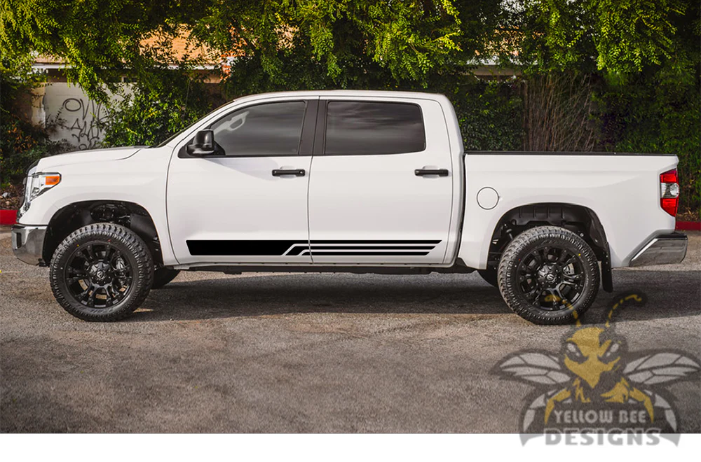 Three Lines Stripes Graphics Kit Vinyl Decal Compatible with Toyota Tundra Crewmax - Image 2