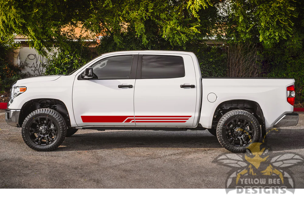 Three Lines Stripes Graphics Kit Vinyl Decal Compatible with Toyota Tundra Crewmax - Image 3