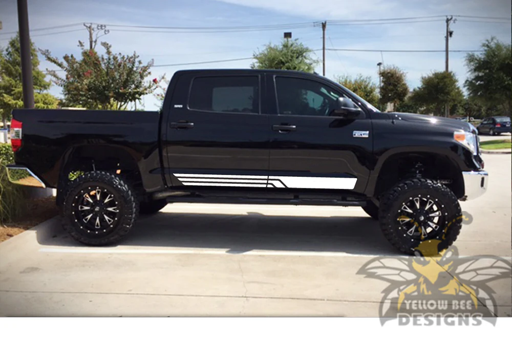 Three Lines Stripes Graphics Kit Vinyl Decal Compatible with Toyota Tundra Crewmax - Image 4