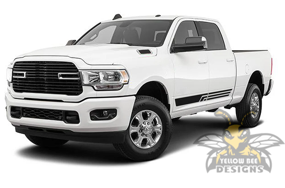 Three Lines Stripes Graphics Vinyl Decal Compatible with Dodge Ram Crew Cab 3500 Bed 6'4” - Image 2