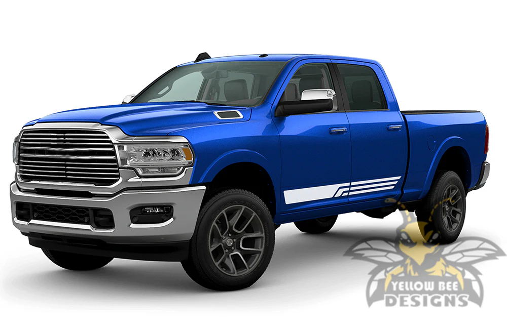 Three Lines Stripes Graphics Vinyl Decal Compatible with Dodge Ram Crew Cab 3500 Bed 6'4” - Image 4