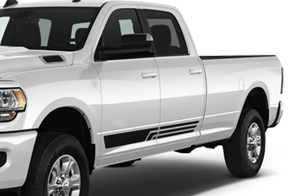 Three Lines Stripes Graphics Vinyl Decals Compatible with Dodge Ram Crew Cab 3500 Bed 8”