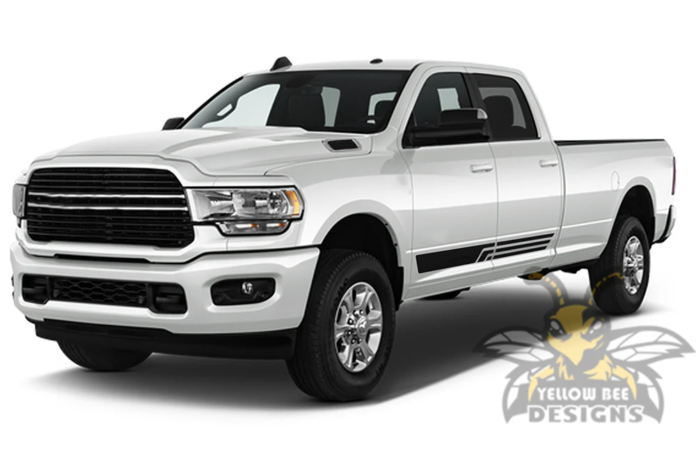 Three Lines Stripes Graphics Vinyl Decals Compatible with Dodge Ram Crew Cab 3500 Bed 8” - Image 2