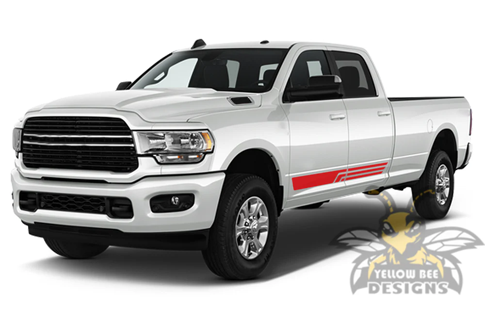 Three Lines Stripes Graphics Vinyl Decals Compatible with Dodge Ram Crew Cab 3500 Bed 8” - Image 3
