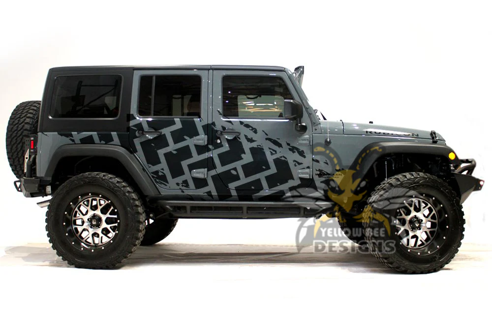 Tire Tracks Graphics Kit Vinyl Decal Compatible with Jeep JK Wrangler 2007-2018 - Image 3