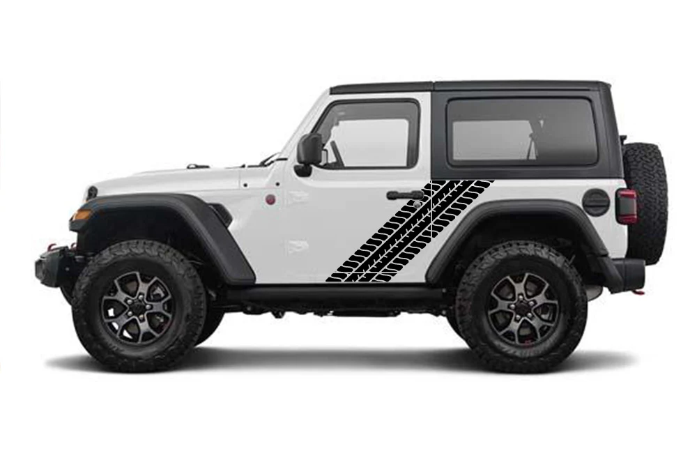 Tire Tracks Side Graphics Kit Vinyl Decal Compatible with Jeep Wrangler