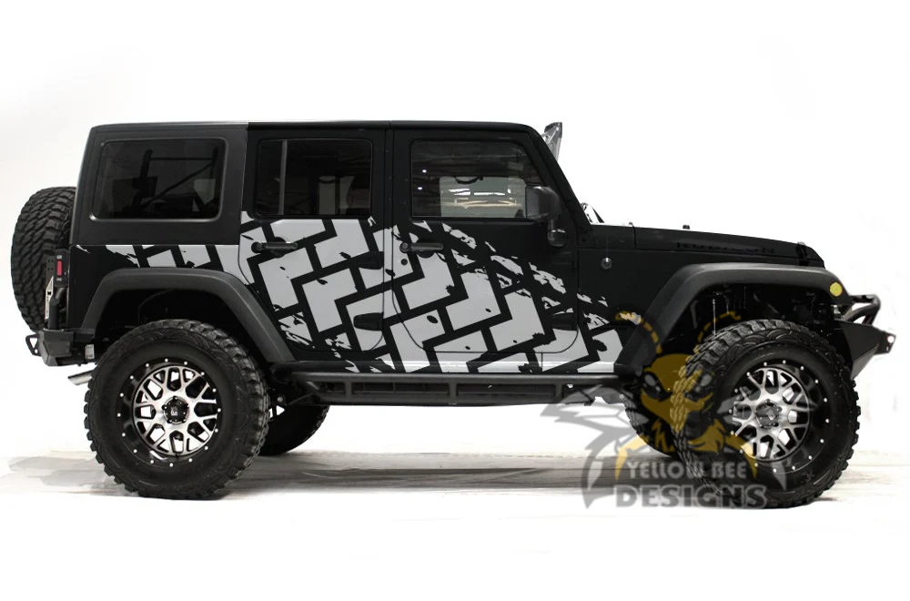 Tire Tracks Side Graphics Kit Vinyl Decal Compatible with Jeep Wrangler - Image 3
