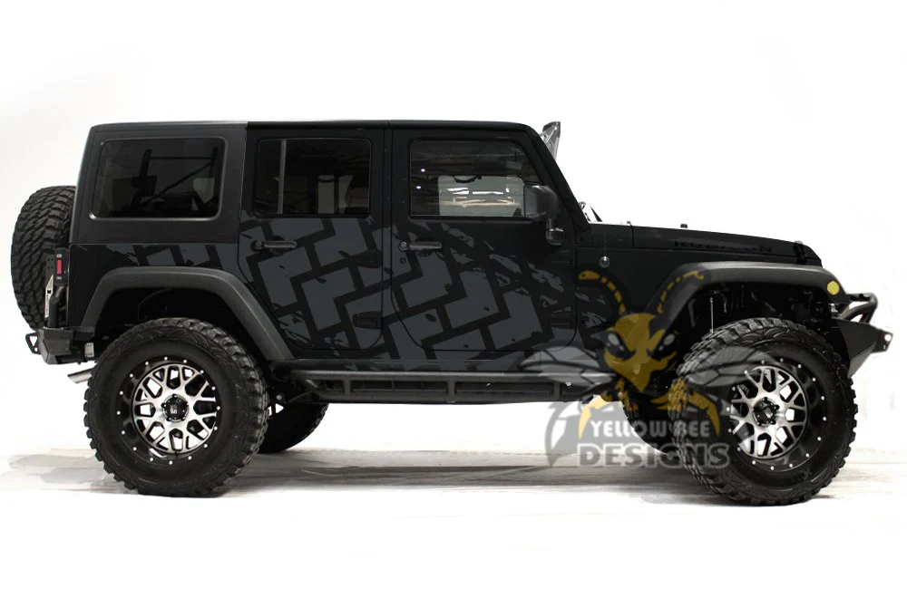 Tire Tracks Side Graphics Kit Vinyl Decal Compatible with Jeep Wrangler - Image 4
