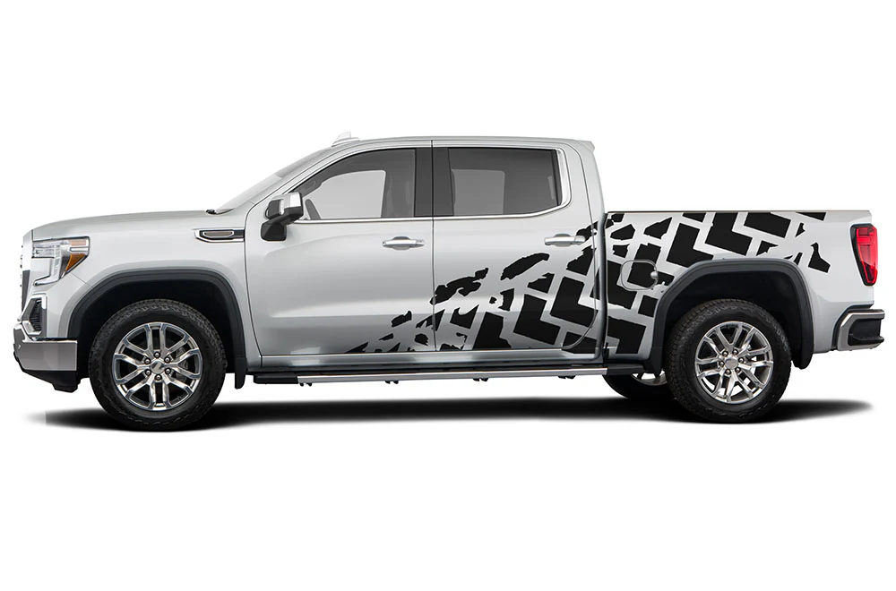 Tire truck side Graphics Vinyl Decals Compatible with GMC Sierra Crew Cab