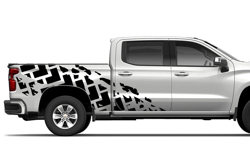 Tire Trucks Side Graphics Vinyl Decals Compatible with Chevrolet Silverado 1500