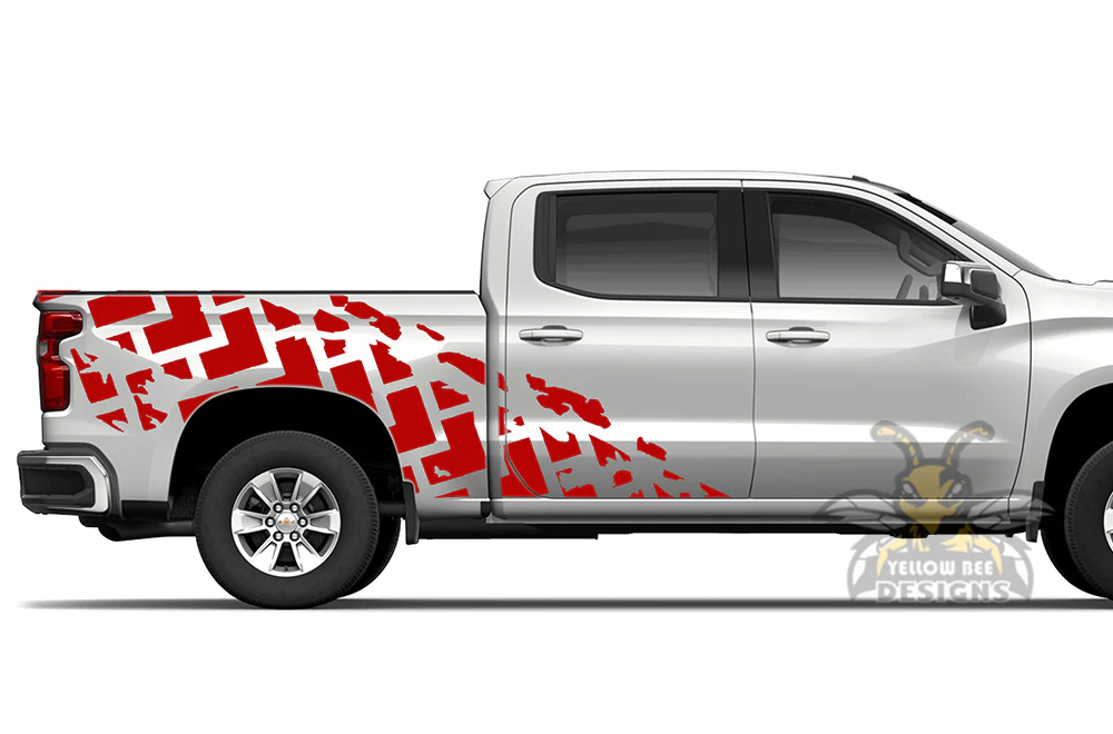 Tire Trucks Side Graphics Vinyl Decals Compatible with Chevrolet Silverado 1500 - Image 4