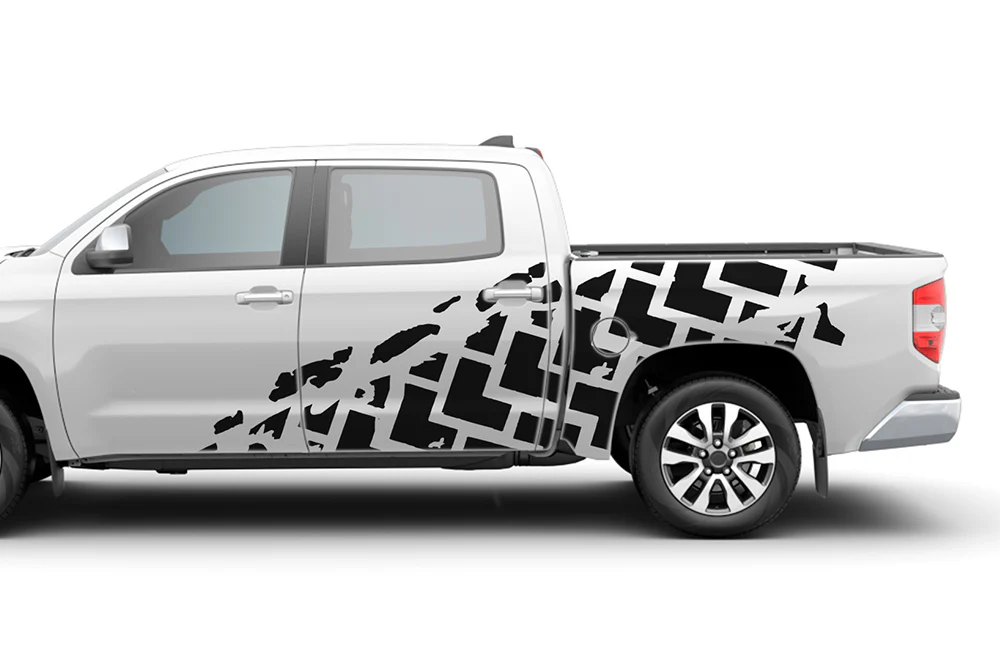 Tire Trucks Side Graphics Vinyl Decals Compatible with Toyota Tundra