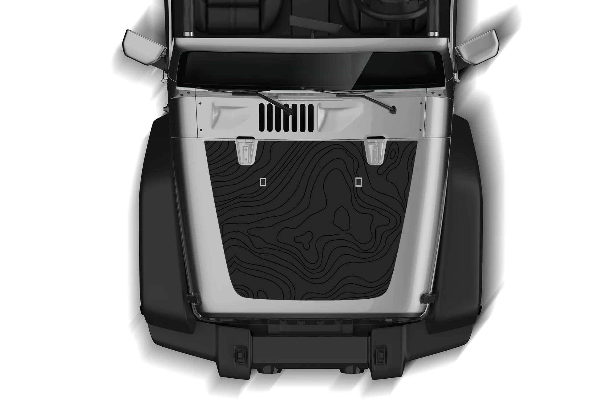 Topographic Hood Graphics Vinyl Decals Compatible with Jeep JK Wrangler 2007-2018