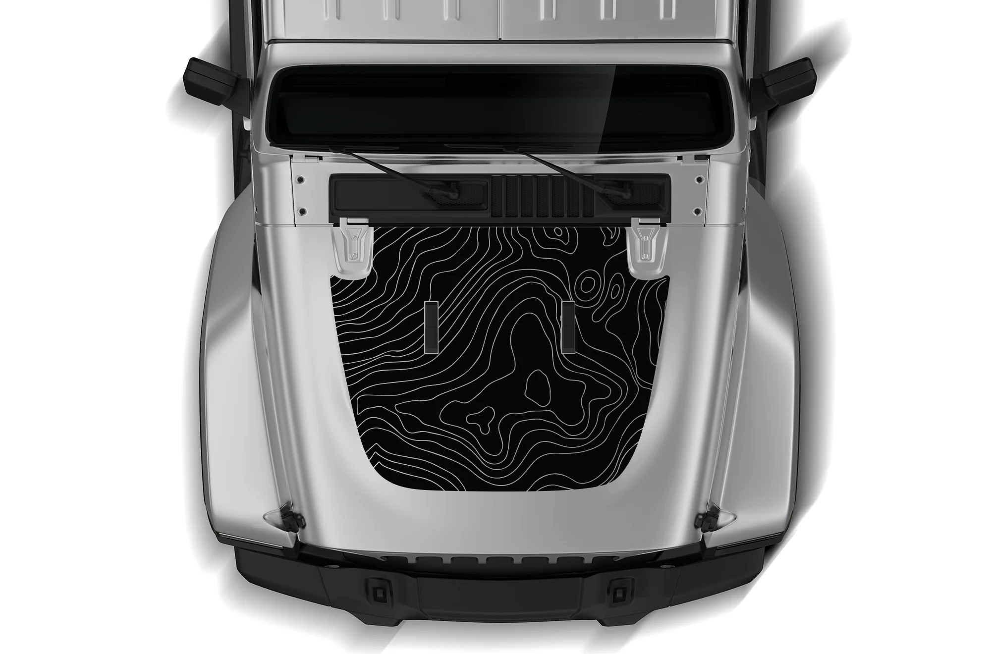 Topographic Hood Graphics Vinyl Decals Compatible with Jeep JL Wrangler