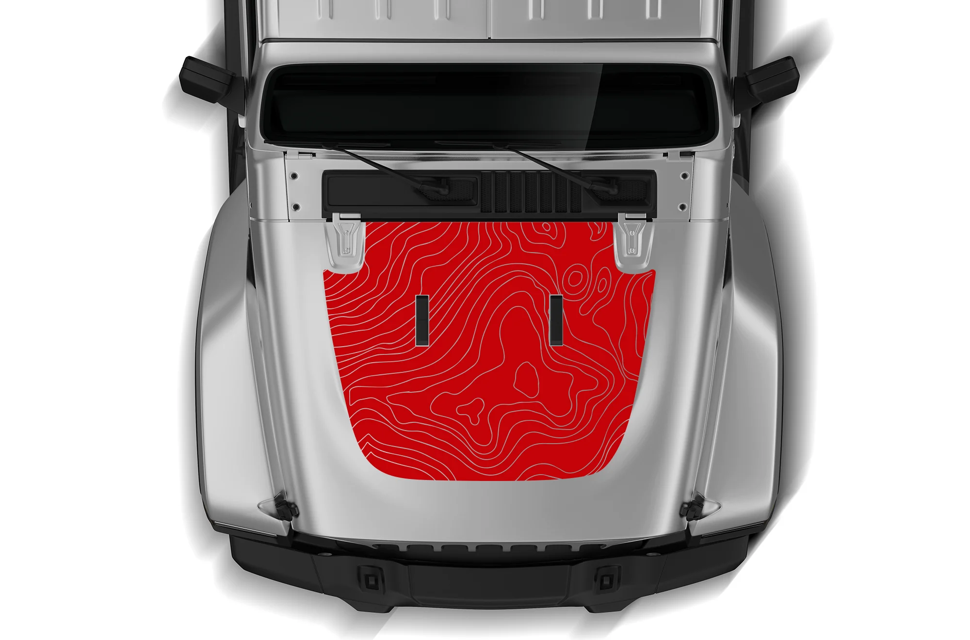 Topographic Hood Graphics Vinyl Decals Compatible with Jeep JL Wrangler - Image 2