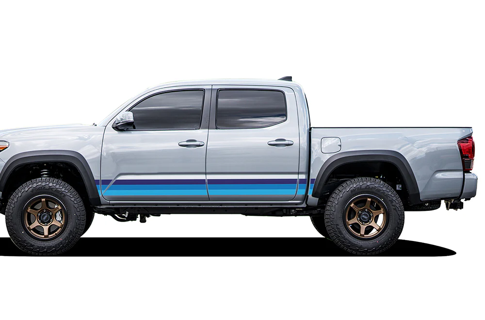 Triple Blue Color Stripes Graphics Vinyl Decals Compatible with Toyota Tacoma