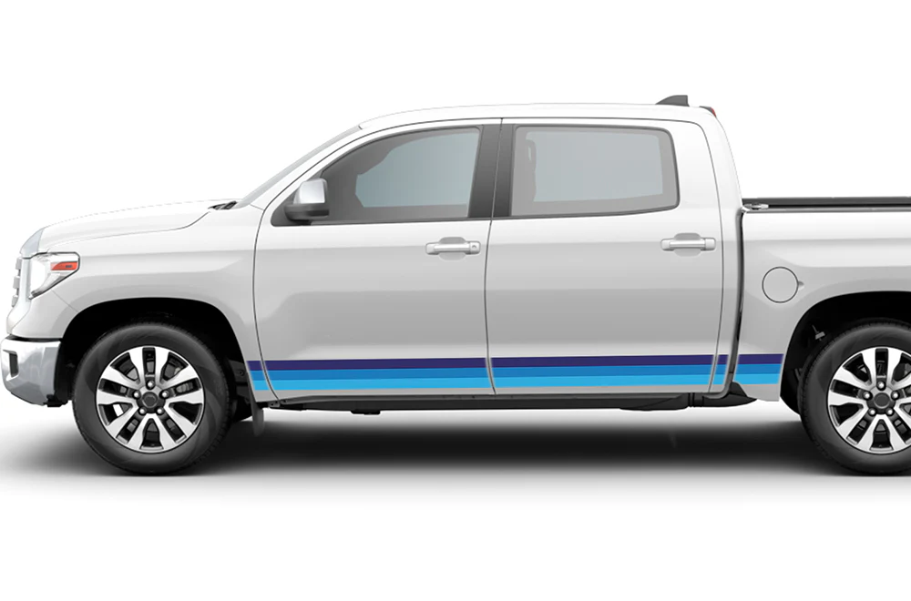 Triple Color Stripes Graphics Vinyl Decals Compatible with Toyota Tundra