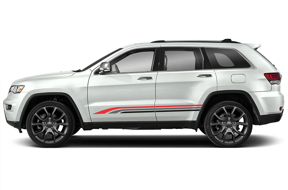 Triple Colors Side Stripes Graphics Vinyl Decals Compatible with Grand Cherokee