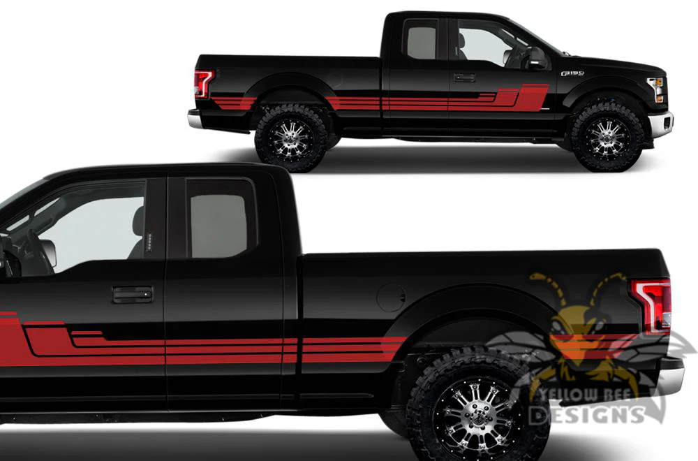 Triple Hockey Side Stripes Graphics Vinyl Decals Compatible with Ford F150 Super Cab 6.5'' - Image 5