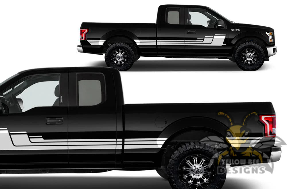 Triple Hockey Side Stripes Graphics Vinyl Decals Compatible with Ford F150 Super Cab 6.5'' - Image 6