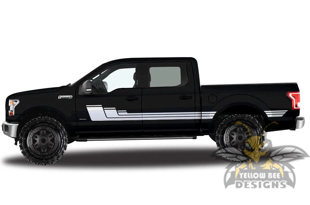 Triple Hockey Side Stripes Graphics Vinyl Decals Compatible with Ford F150 Super Crew Cab 5.5'' - Image 5