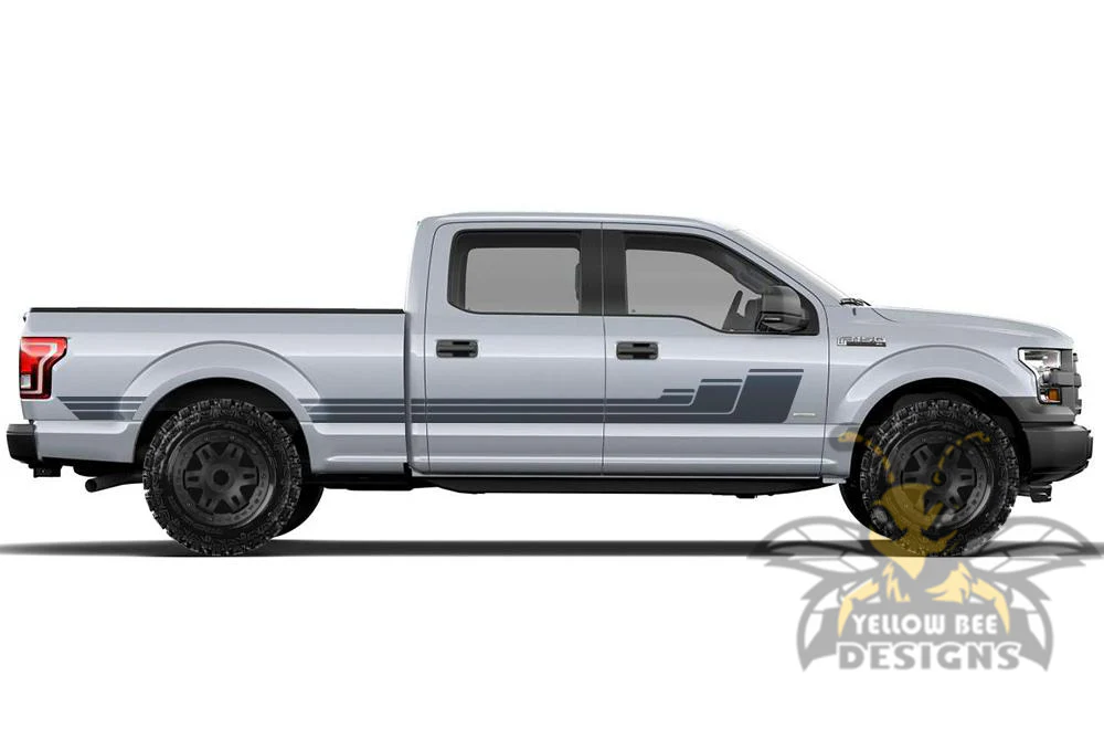 Triple Hockey Side Stripes Graphics Vinyl Decals Compatible with Ford F150 Super Crew Cab 6.5'' - Image 3