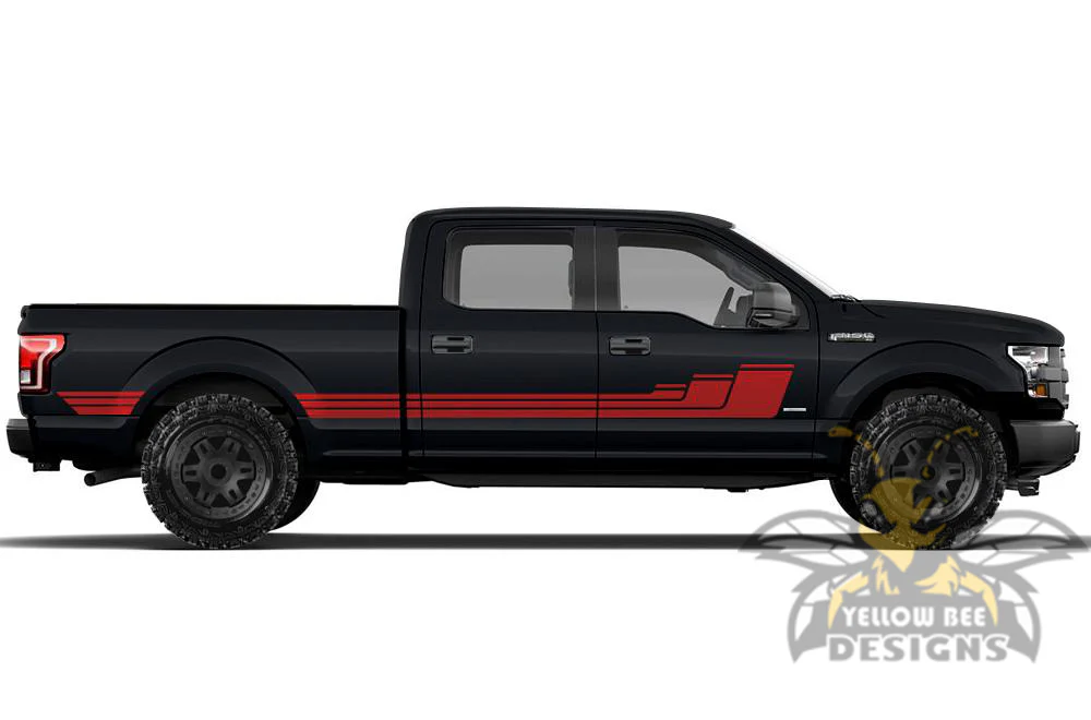 Triple Hockey Side Stripes Graphics Vinyl Decals Compatible with Ford F150 Super Crew Cab 6.5'' - Image 4