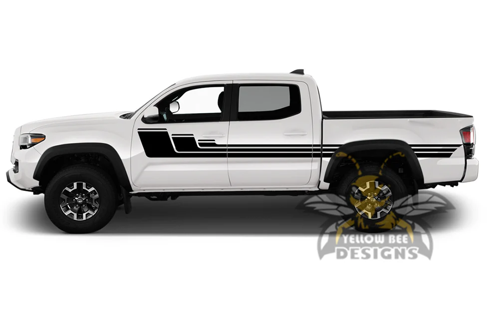 Triple Hockey Stripes Graphics Decals Vinyl Compatible with Toyota Tacoma Double Cab - Image 2