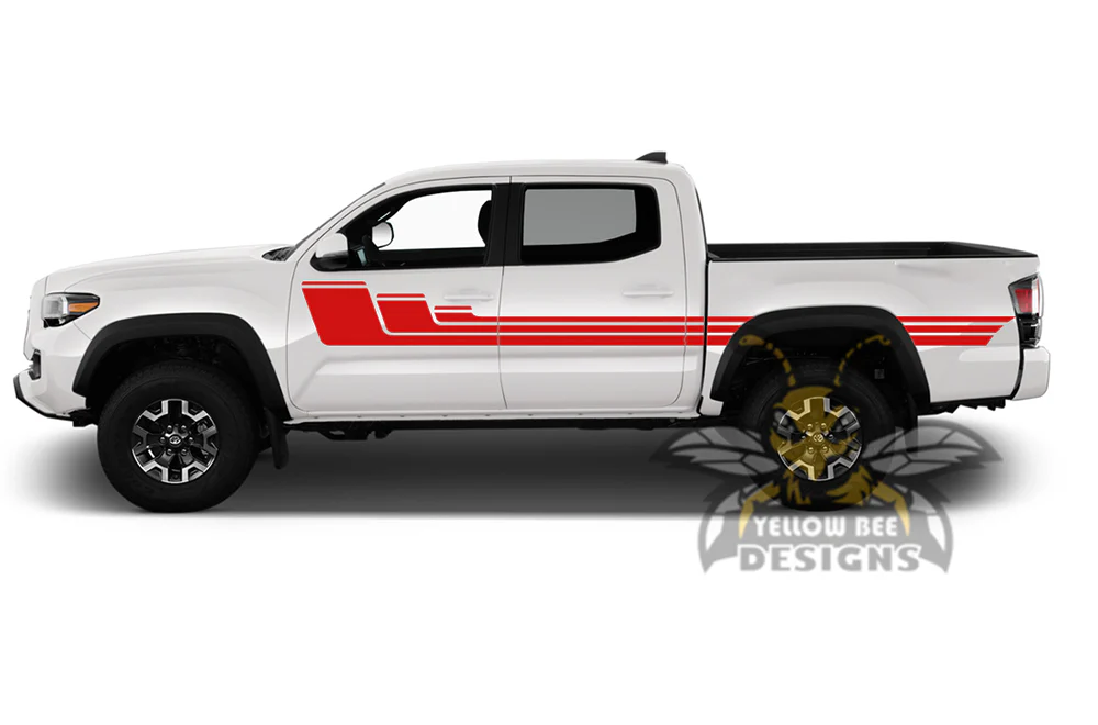 Triple Hockey Stripes Graphics Decals Vinyl Compatible with Toyota Tacoma Double Cab - Image 4