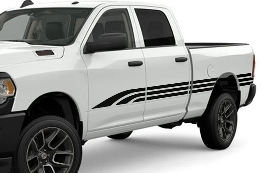 Triple Line Graphics Kit Vinyl Decal Compatible with Dodge Ram 2500 Crew Cab