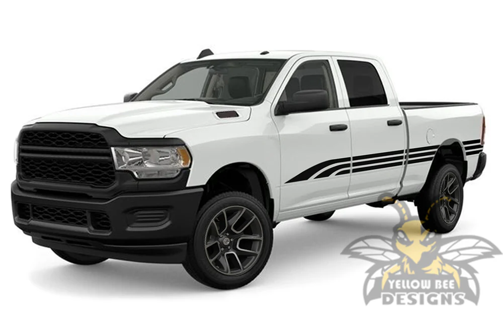 Triple Line Graphics Kit Vinyl Decal Compatible with Dodge Ram 2500 Crew Cab - Image 2