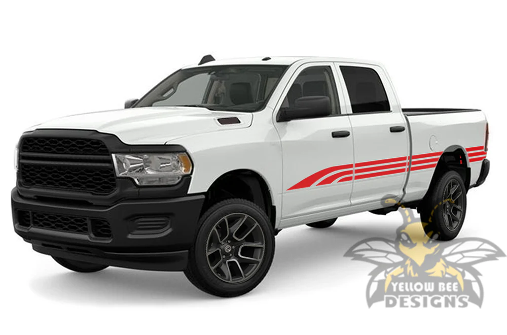 Triple Line Graphics Kit Vinyl Decal Compatible with Dodge Ram 2500 Crew Cab - Image 3