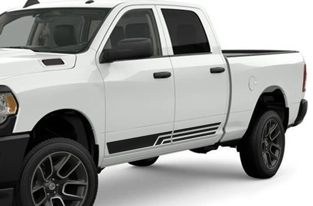 Triple Line Side Stripes Graphics Kit Vinyl Decal Compatible with Dodge Ram 2500 Crew Cab