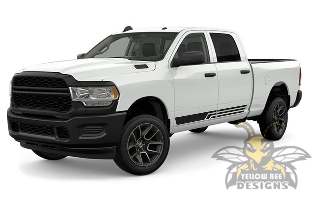 Triple Line Side Stripes Graphics Kit Vinyl Decal Compatible with Dodge Ram 2500 Crew Cab - Image 2