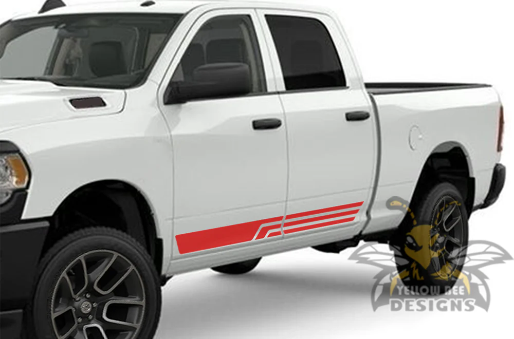 Triple Line Side Stripes Graphics Kit Vinyl Decal Compatible with Dodge Ram 2500 Crew Cab - Image 3