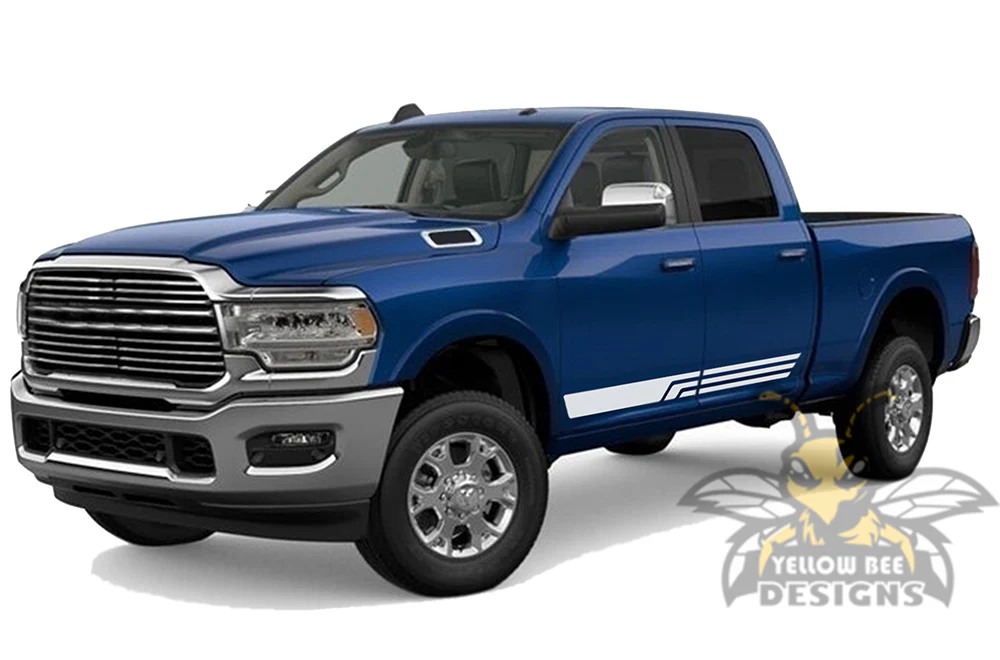 Triple Line Side Stripes Graphics Kit Vinyl Decal Compatible with Dodge Ram 2500 Crew Cab - Image 4