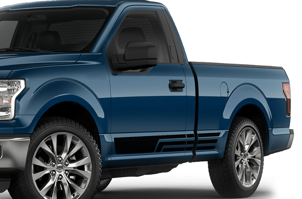 Triple Line Side Stripes Graphics Vinyl Decals Compatible with Ford F150 Regular Cab 6.5''