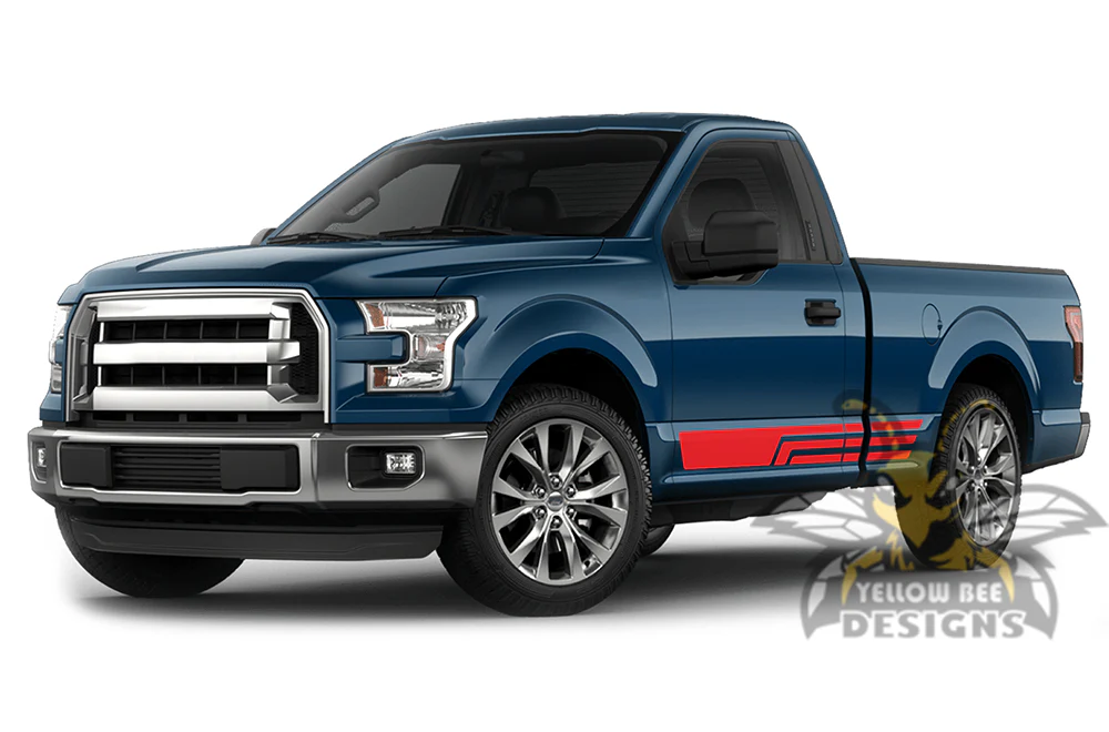 Triple Line Side Stripes Graphics Vinyl Decals Compatible with Ford F150 Regular Cab 6.5'' - Image 3