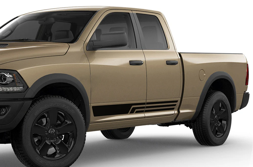 Triple Line Stripes Graphics Kit Vinyl Decals Compatible with Dodge Ram 1500 Quad Cab