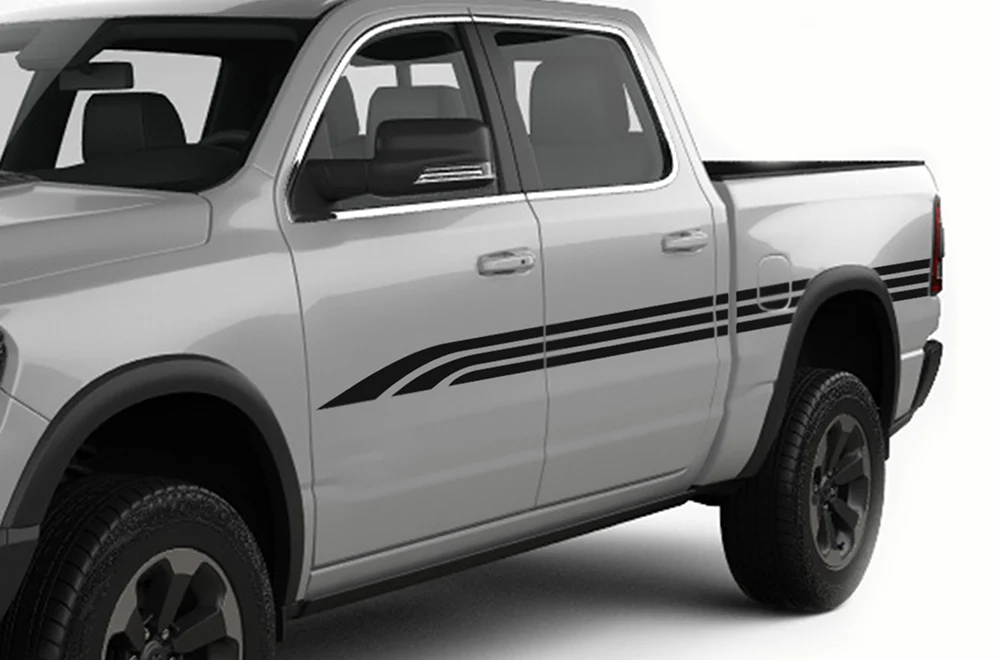 Triple Lines Stripe Graphics Kit Vinyl Decal Compatible with Dodge Ram 1500 Crew Cab