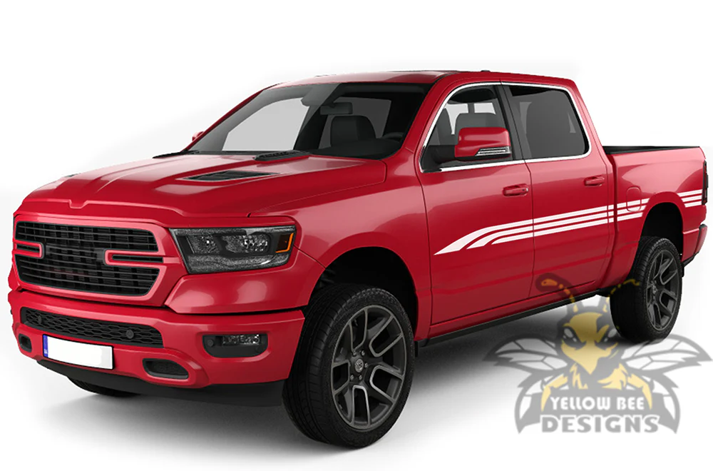 Triple Lines Stripe Graphics Kit Vinyl Decal Compatible with Dodge Ram 1500 Crew Cab - Image 4