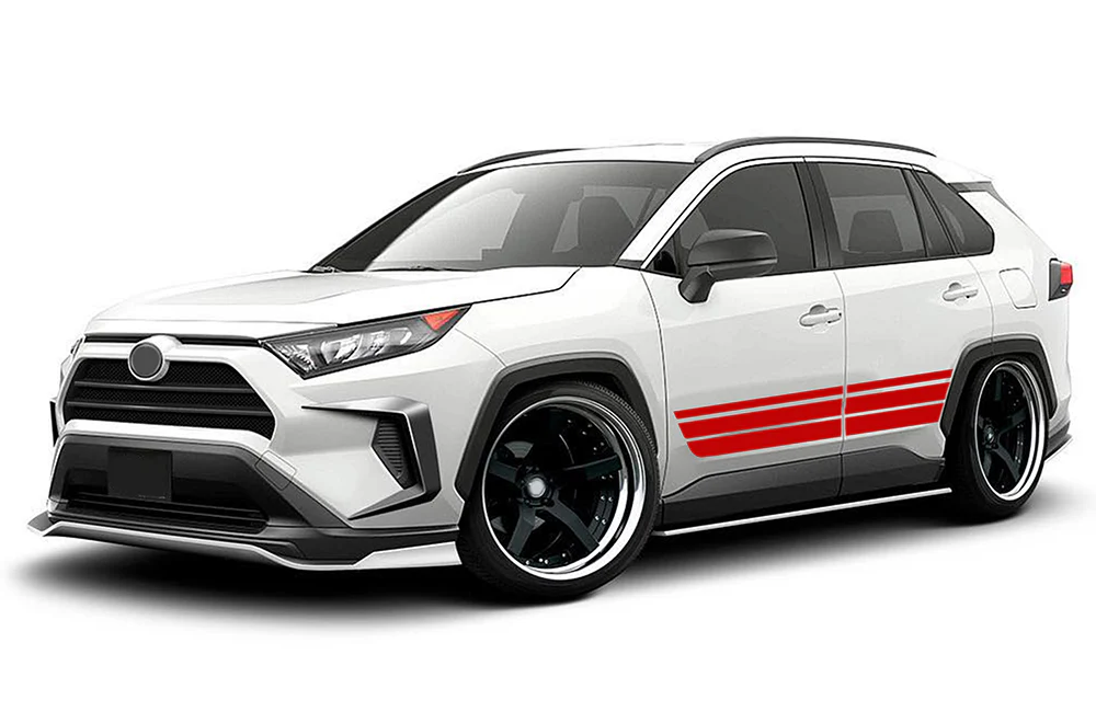 Triple Rocker Side Decals Graphics Stripes Vinyl Compatible with Toyota RAV4 - Image 3