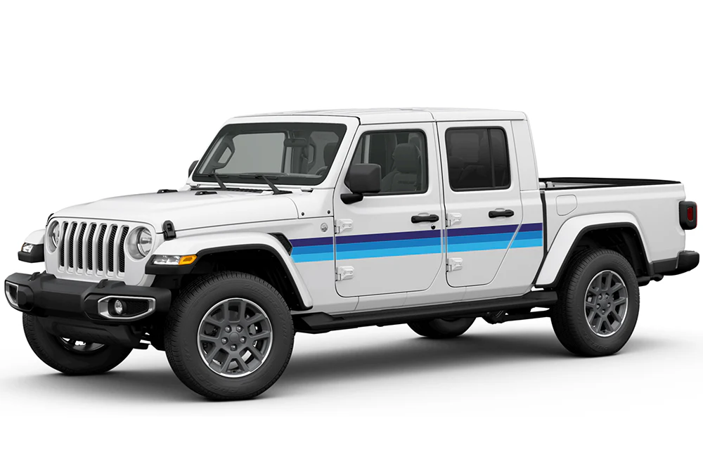 Triple Side Door Retro Stripes (Blue Shades) for JT Gladiator