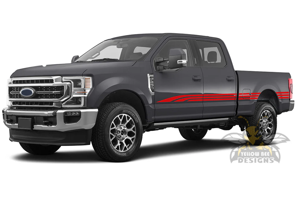 Triple Side Door Stripes Vinyl Decals Compatible with Ford F250 - Image 2